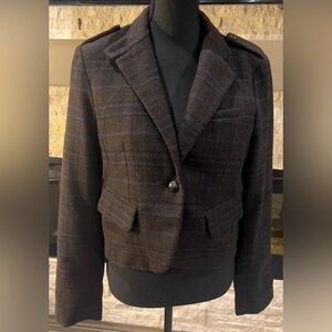 American Eagle outfitters size medium, dark brown with blue gray black stripes